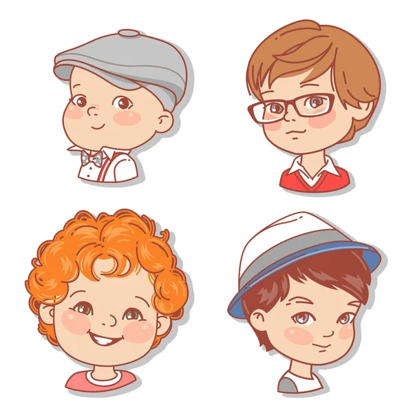 Set Boy Faces Userpics Blog Avatar Collection Boy Faces Vector — Stock Vector