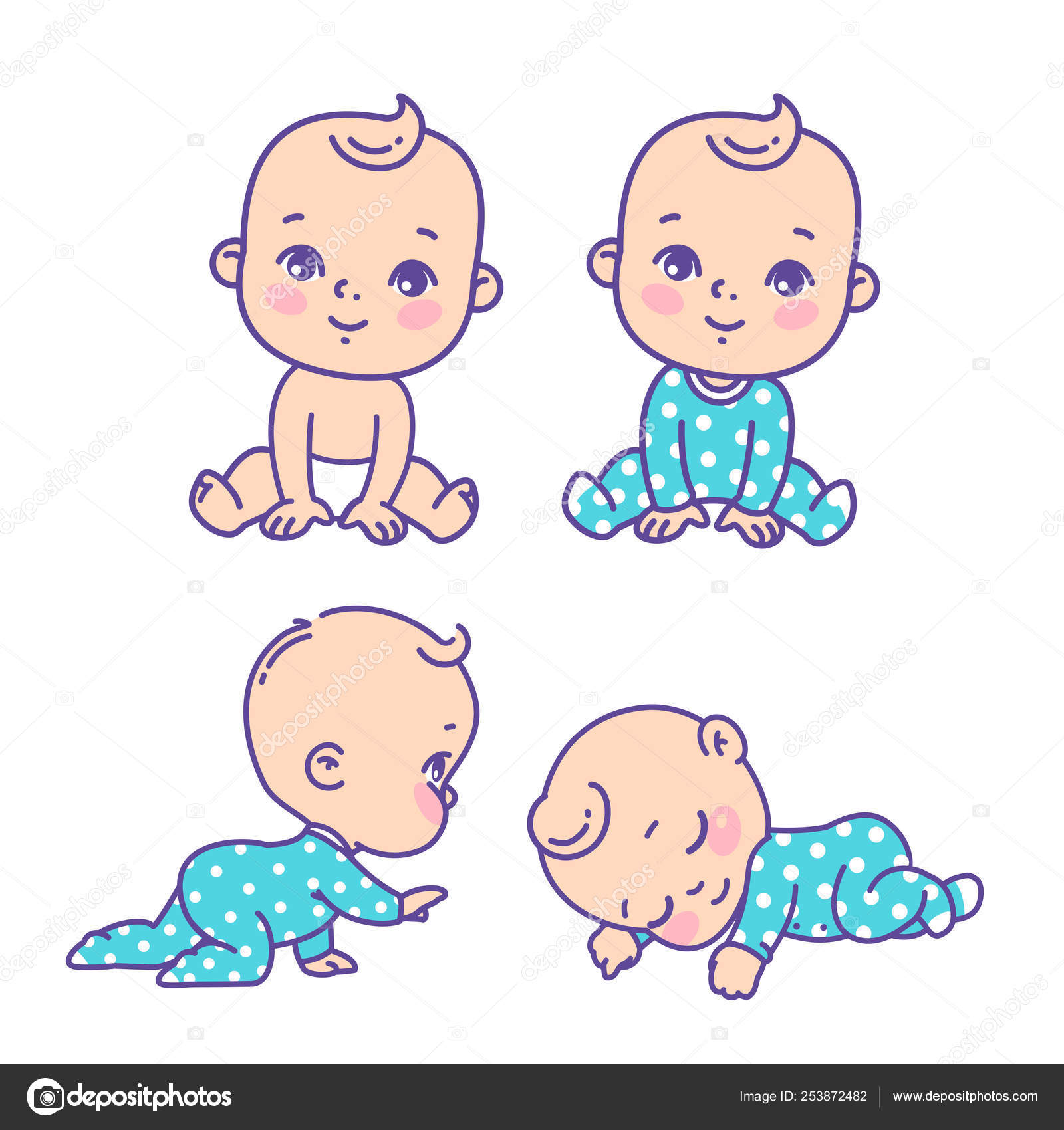 Set Of Baby Boy Stickers Isolated On White Background Royalty Free