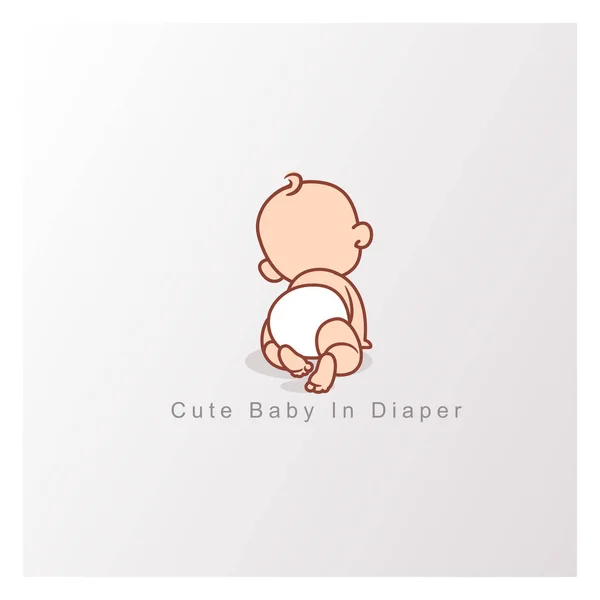 Cute Little Baby Design Template Happy Baby Girl Boy Crawling — Stock Vector