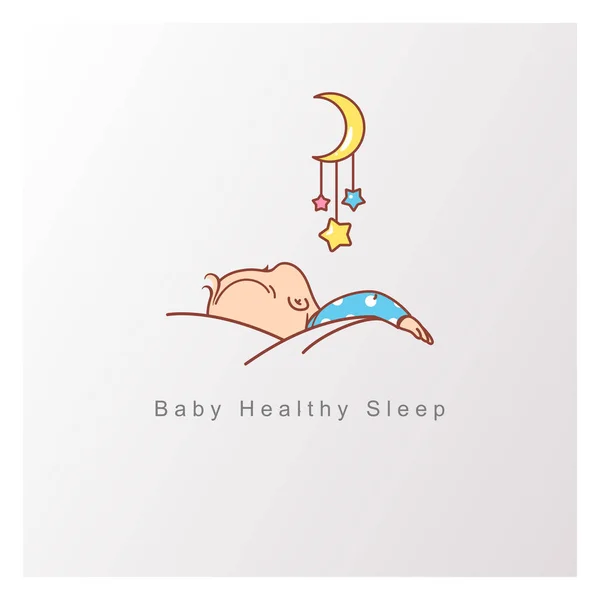 ปแบบโลโก นอนหล บของทารก ทารกท ขภาพด นอนหล บตอนกลางค กนอนบนหมอนใต ยงพร อมม — ภาพเวกเตอร์สต็อก