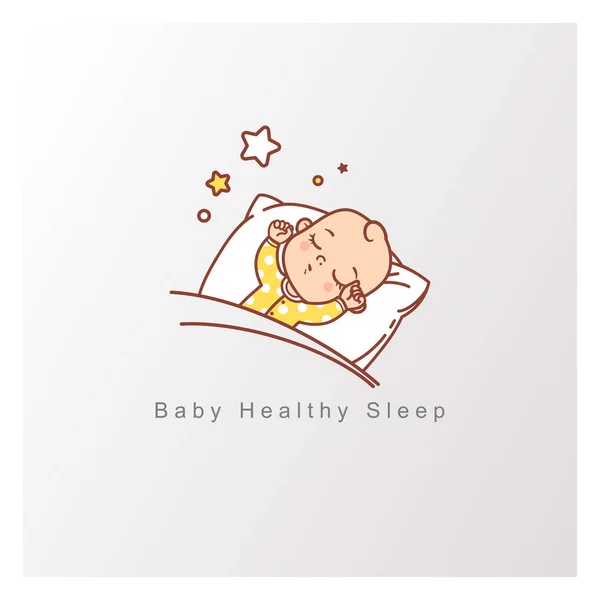 Plantilla Logotipo Sueño Bebé Bebé Sano Duerme Por Noche Niño — Vector de stock