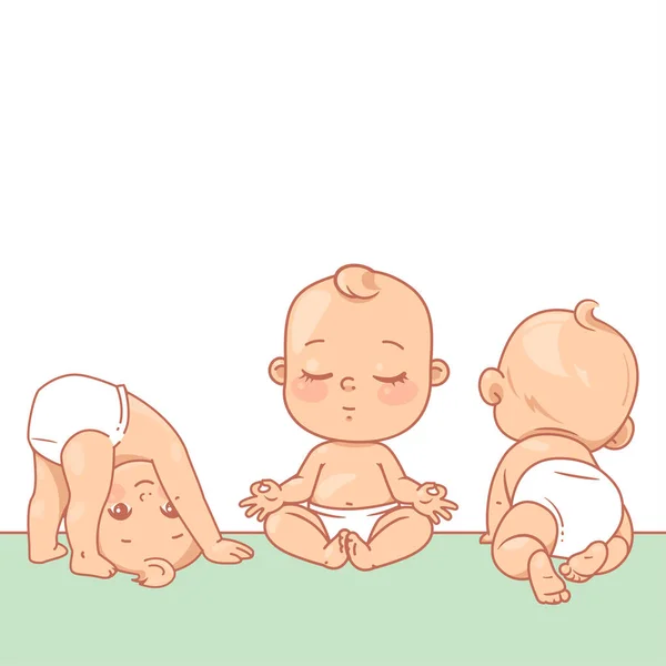 Petits bébés mignons près du cadre de texte vierge . — Image vectorielle