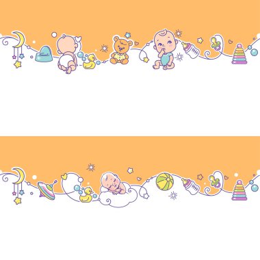 Bebek erkek, kız ve oyuncak oynarken sorunsuz sınır.