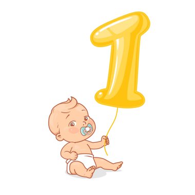 Elinde sıcak hava balonları ile sevimli küçük bebek çocuk.