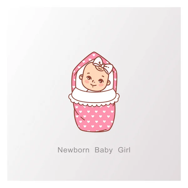Conception de douche bébé. C'est un modèle de fille . — Image vectorielle