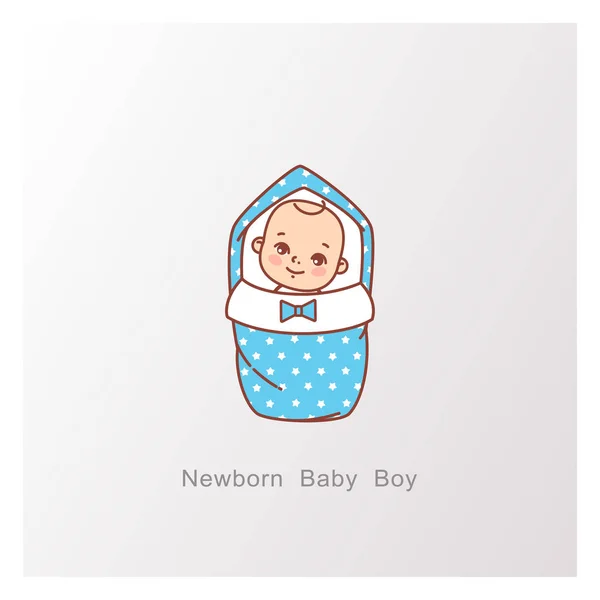 Babydouche ontwerp. Het is een jongen sjabloon. — Stockvector