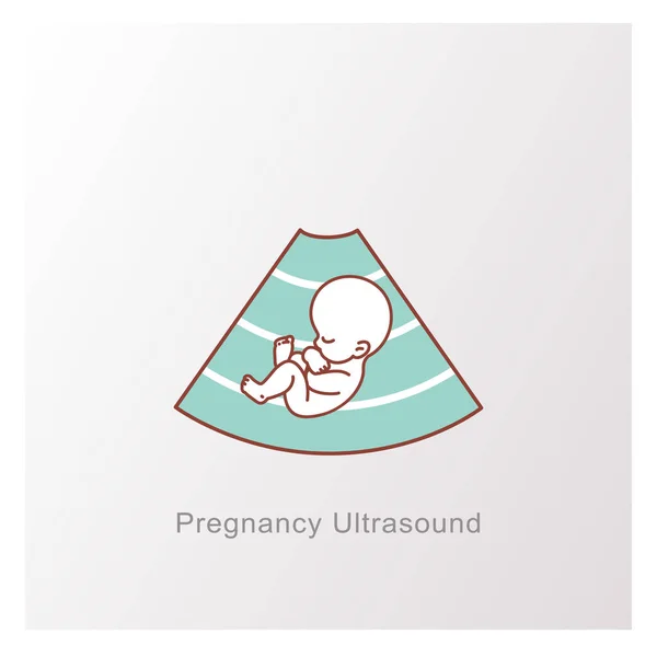 Baby in womb. Ultrasound examination of fetus procedure. — Stock Vector