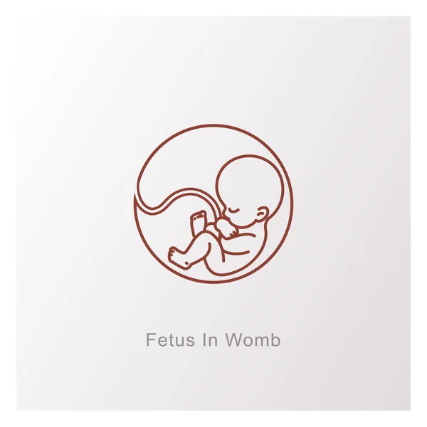 Bébé dans le ventre. Symbole du foetus. Logo rond . — Image vectorielle