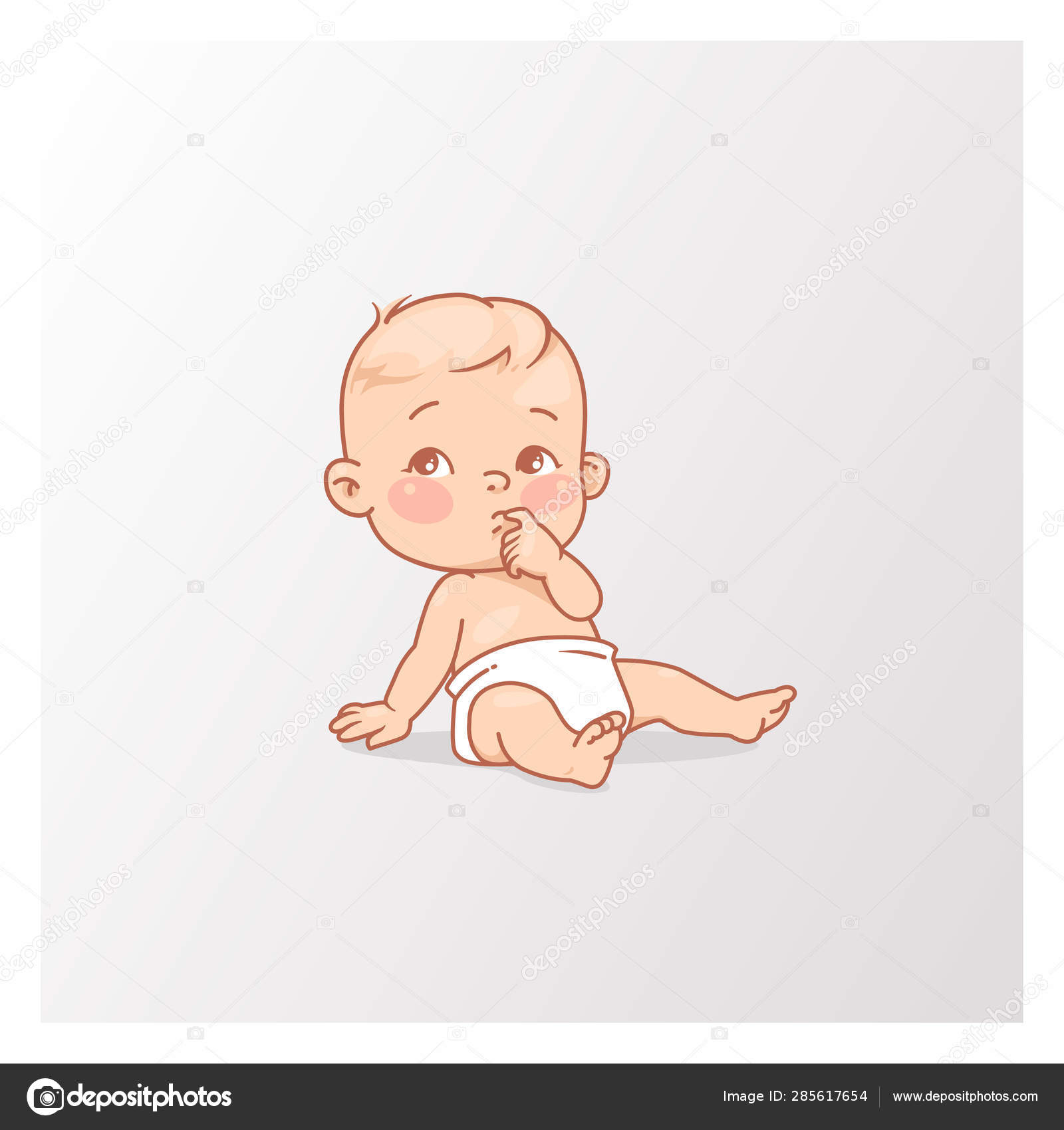 Cute Little Baby Boy Girl Diaper Curious Baby Age Months Stock