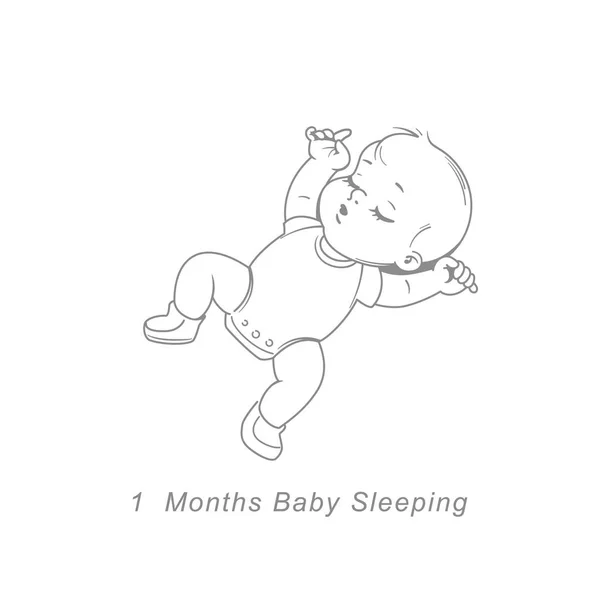 Pequeño Bebé Mes Hitos Desarrollo Del Bebé Primer Año Lindo — Vector de stock