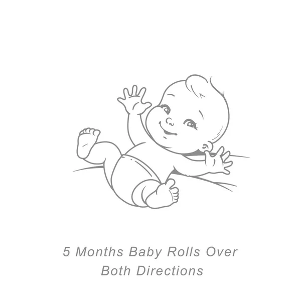 Bebé Meses Marcos Desenvolvimento Físico Emocional Primeiro Ano Bonito Menino —  Vetores de Stock
