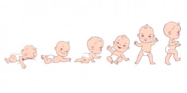 Bebek gelişimi. Yenidoğandan yeni yürümeye başlayan çocuğa bebek büyümesi.