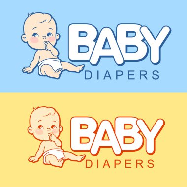 Bebek bezi logo şablonu. Bebek bezi amblemi bebek. 