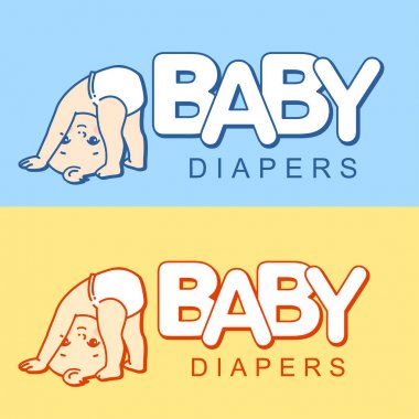 Bebek bezi logo şablonu. Bebek bezi amblemi bebek. 