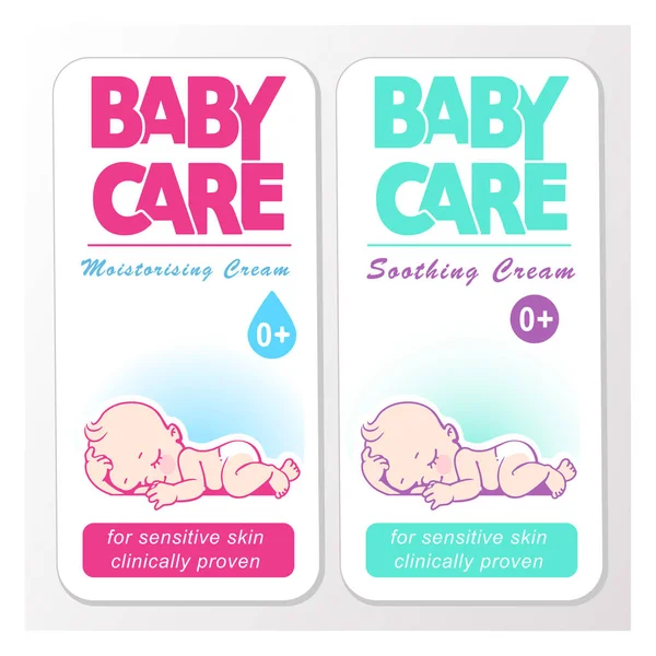 Design-Vorlage für Babycreme-Logos. Baby in Windel Emblem. — Stockvektor