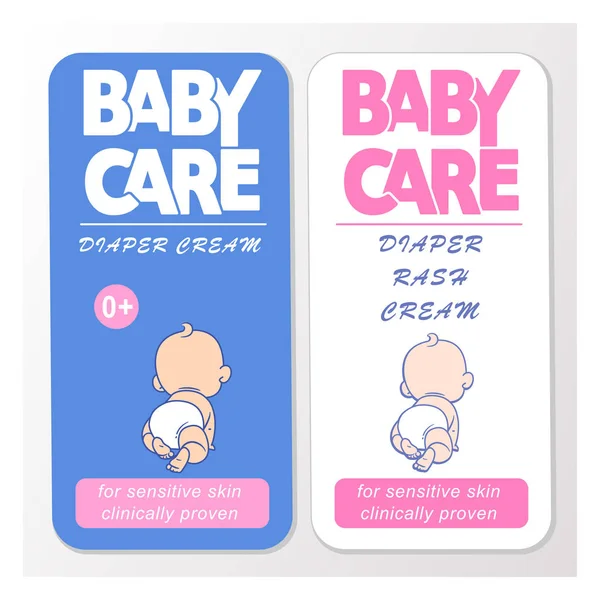 Baby cream logo design template. Baby in diaper emblem. — Stock Vector