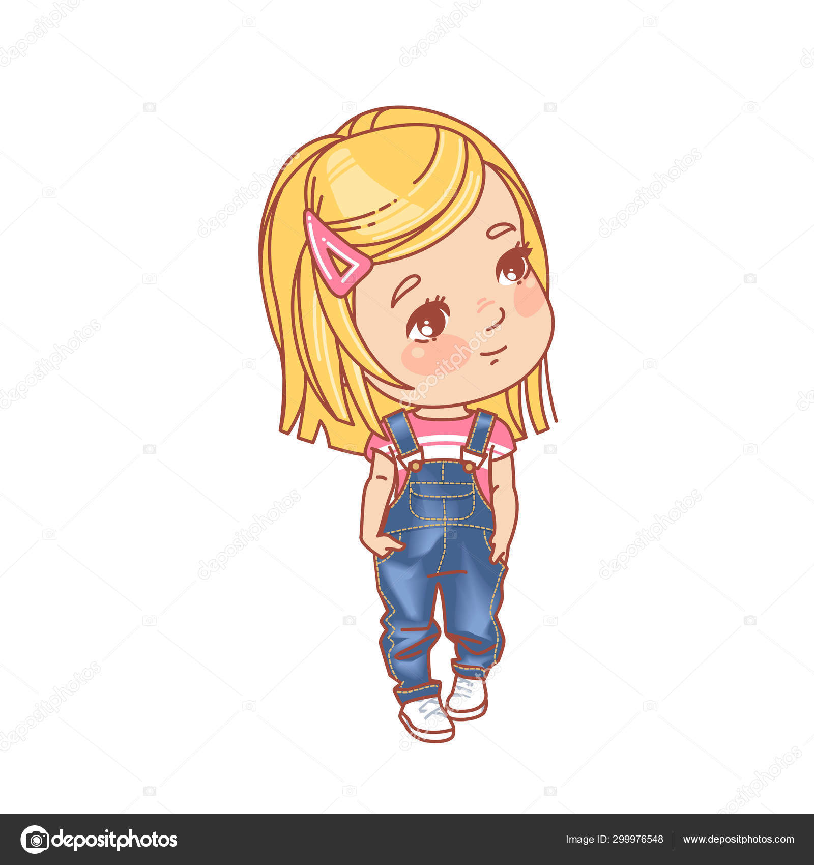 Little Girl Wearing Jeans Girl Of 5 10 Years With Blonde Hair
