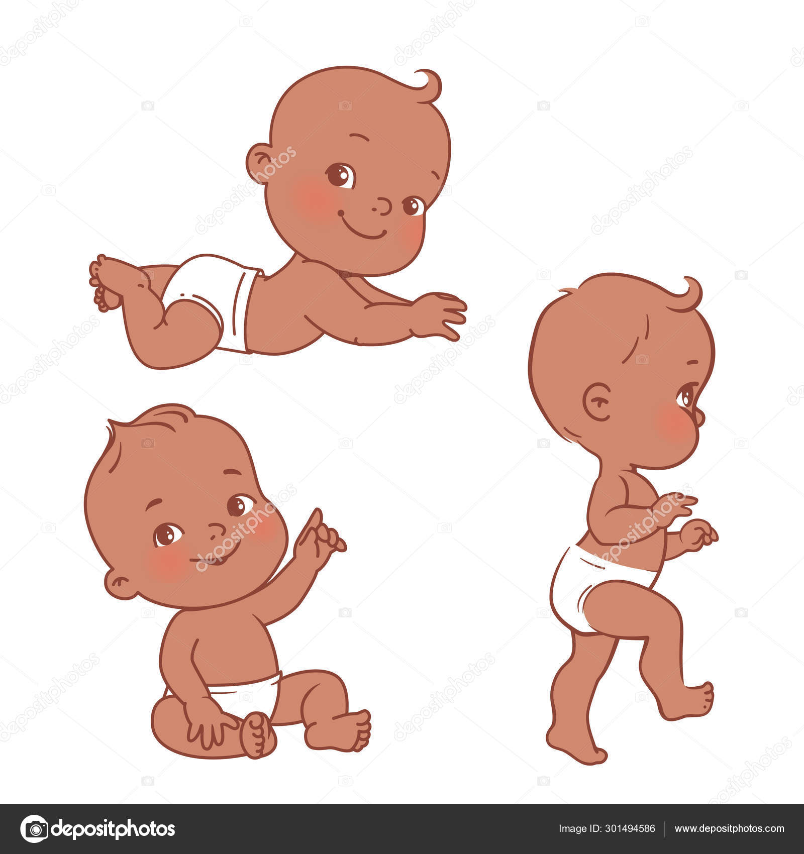 Baby Illustrations Set Newborn Care And Development Stock Vector C Natoushe 301494586