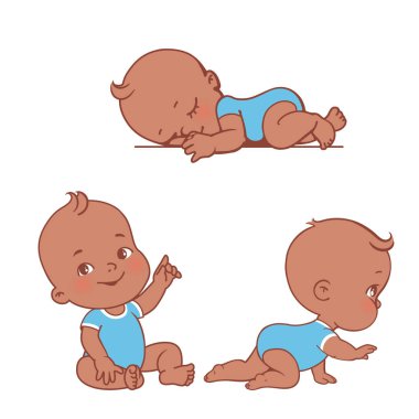 Bebek çizimleri ayarlayın. Yenidoğan ve bebek bakımı ve gelişimi. 