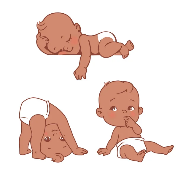 Baby illusztrációk meg. Újszülött gondozás és fejlesztés. — Stock Vector