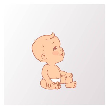 Bebek bezli şirin bir kız ya da erkek bebek oturuyor.. 