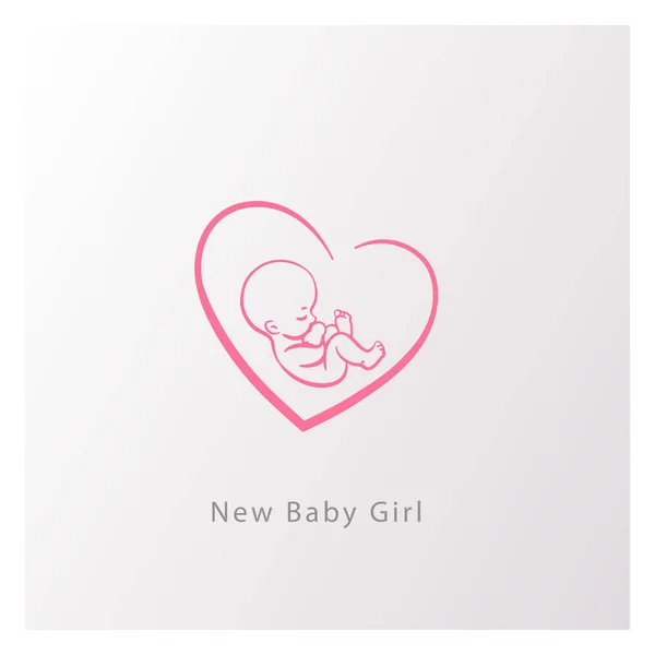 Jelképe az újszülött lány szív alakú. — Stock Vector