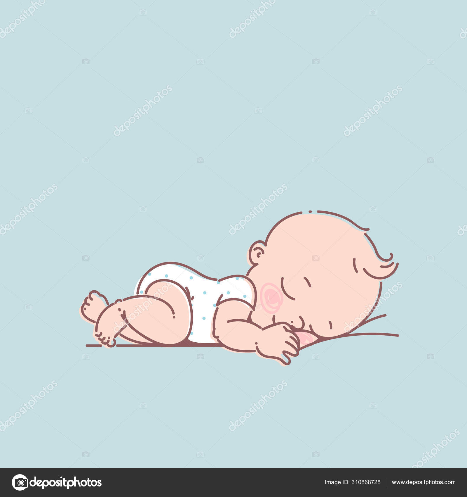 Cute little baby boy in white bodysuit. Newborn baby. Stock Vector Image by  ©Natoushe #310868728