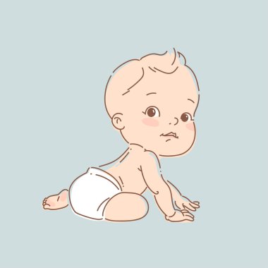 Bebek bezi sevimli küçük bebek çocuk, siting.