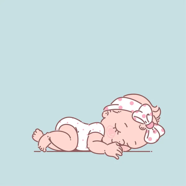 흰색 바디 수트에 귀여운 아기 소녀입니다. 신생아. — 스톡 벡터