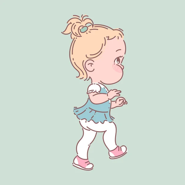 Linda niña en pañal, camiseta, falda . — Archivo Imágenes Vectoriales