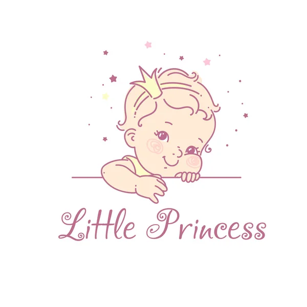 Petite fille comme princesse. Logo pour produit bébé . — Image vectorielle