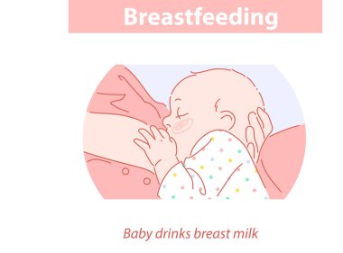 Breastfeeding. Mother feeding newborn baby boy or girl clipart