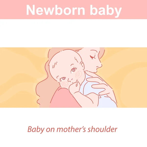 Lindo bebé niño o niña con madre . — Vector de stock