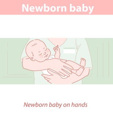 Newborn baby boy or girl in doctors hands. clipart