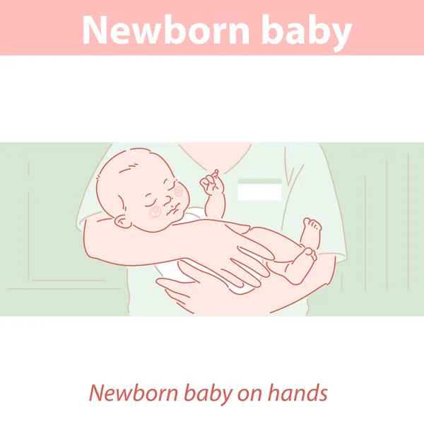 Newborn baby boy or girl in doctors hands. — Stock Vector