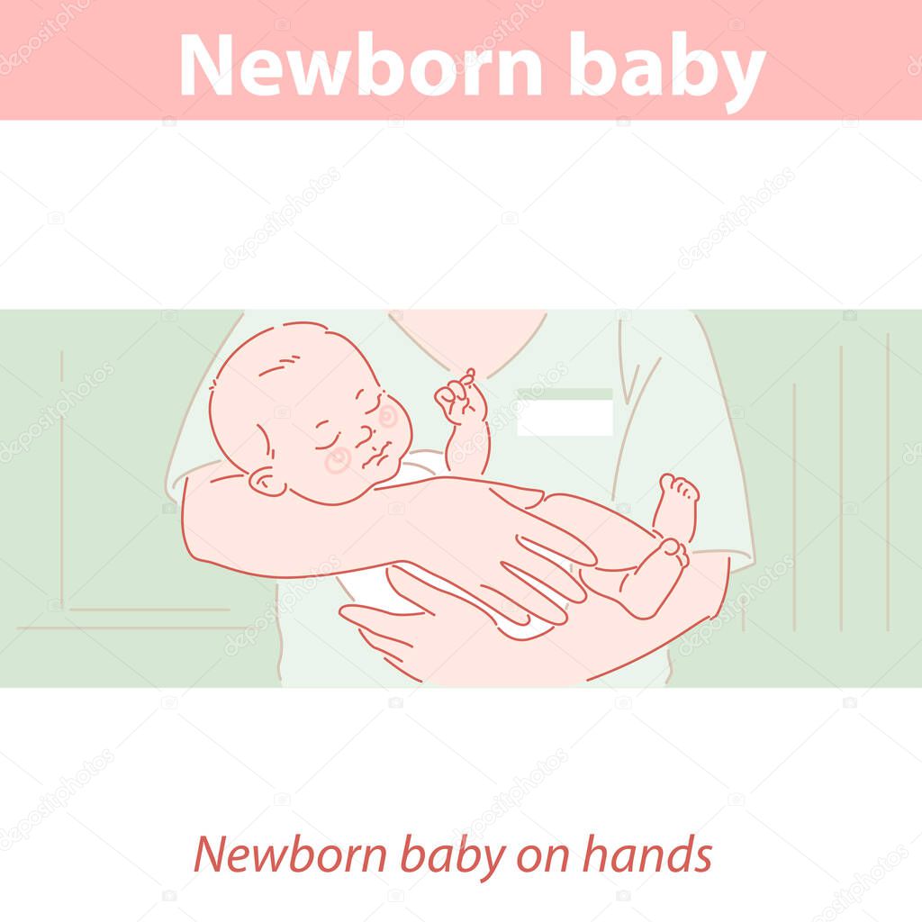 Newborn baby boy or girl in doctors hands.