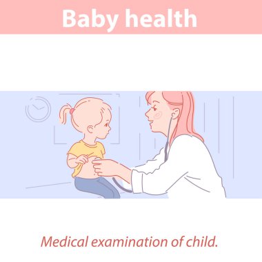 Tıp kliniğinde küçük tatlı bir kız ve doktor.. 