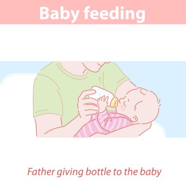 Baba bebeği süt ya da mama şişesiyle besliyor..