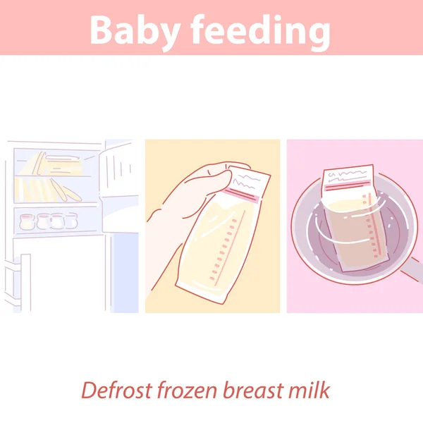 L'alimentation du bébé. Lait maternel congelé pour nourrissons. — Image vectorielle