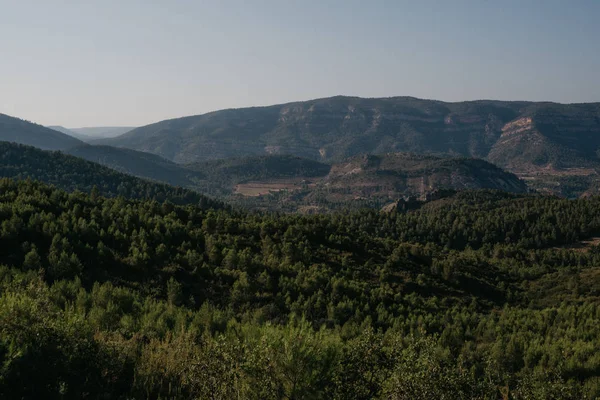 Bosque Verde Las Colinas Distancia España Por Noche —  Fotos de Stock