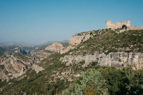 Ancient Castle Top Hill Valley Spain Evening Castillo Chirel — Stock Photo, Image