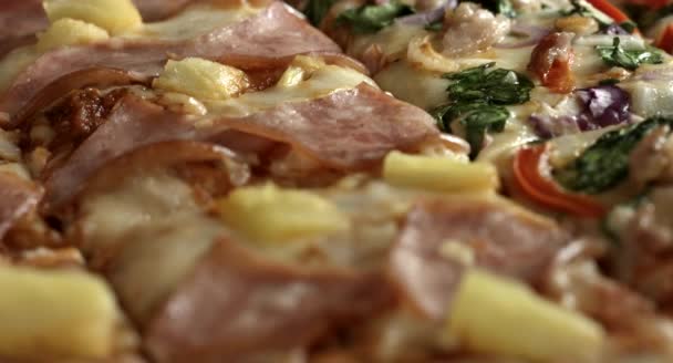 Λεπτομέρεια Χαβάης Πλατεία Ιταλική Πίτσα Ανανά Σπιτική Συνταγή Γκουρμέ Πίτσα — Αρχείο Βίντεο