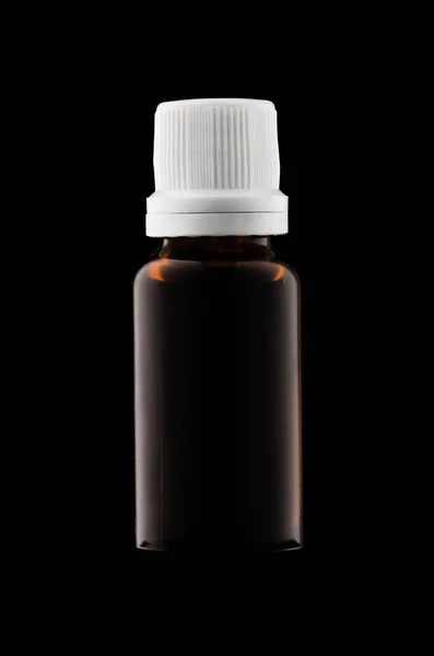 Kruiden Geneeskunde Aromatherapie Druppelaar Fles Geïsoleerd Zwarte Achtergrond Met Uitknippad — Stockfoto