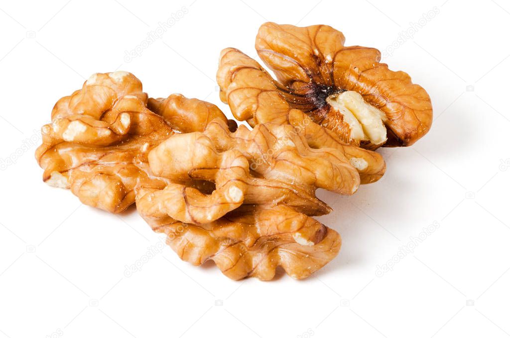 Walnut kernels, nuts isolated on white background With clipping path