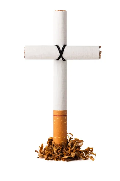Cigarettes Shaped Tomb Cross Isolated White Background Clipping Path — Stock Photo, Image