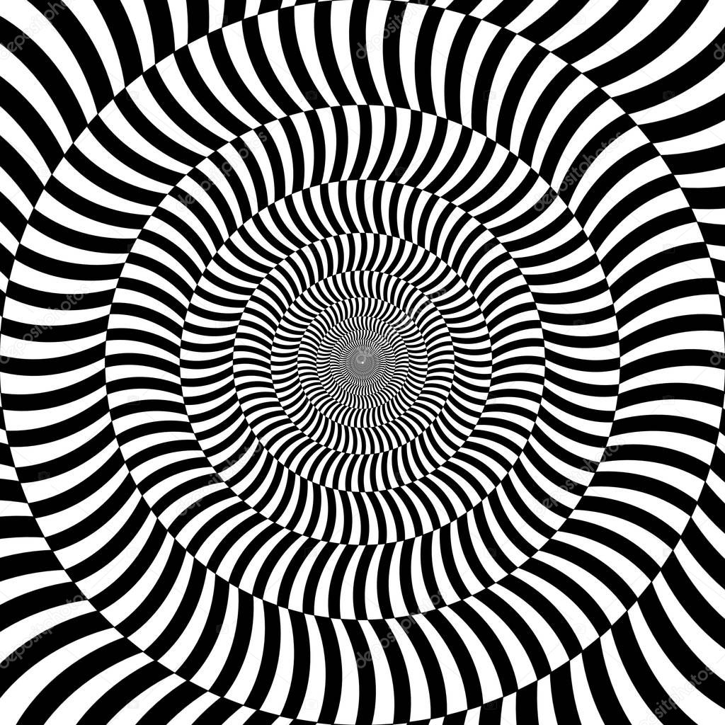 Psychedelic optical spin illusion background. Illusion of motion effect image.