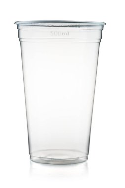 Tek kullanımlık plastik kap beyaz arka plan üzerinde izole