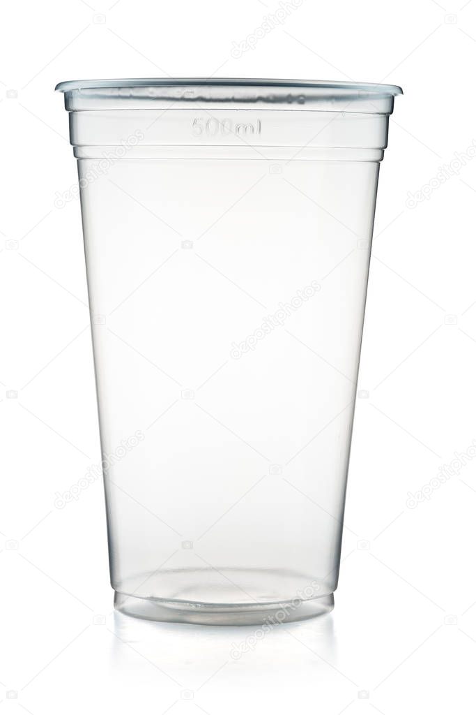 Disposable plastic cup isolated on white background