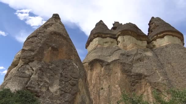 Kamenné Houby Údolí Mnichů Cestuji Cappadocia Turecko — Stock video