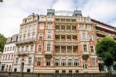 Şehir manzarası, Street Tziste, Karlovy Vary, Çek Cumhuriyeti 06 Haziran 2020